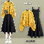 黃色毛衣+黑色長洋裝/套裝