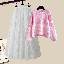 粉色毛衣+白色半身裙類/套裝