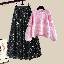 粉色毛衣+黑色01半身裙類/套裝