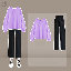 紫色衛衣+黑色褲子/套裝