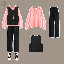 粉色衛衣+黑色馬甲+黑色褲子/套裝
