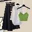 綠色吊帶+白色襯衫+黑色半身裙/套裝