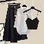 黑色吊帶+白色襯衫+黑色半身裙/套裝
