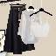 白色吊帶+白色襯衫+黑色半身裙/套裝