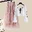 粉色半裙+白色上衣/兩件套