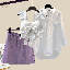 白色吊帶+白色襯衫+紫色半身裙/三件套