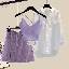 紫色背心+白色襯衫+紫色短裙/三件套