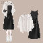 白色襯衫+黑色吊帶裙套裝