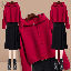 紅色衛衣+黑色半身裙/套裝
