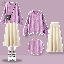 紫色毛衣+米白半身裙/套裝