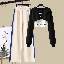 黑色上衣+白色吊帶+米色長褲/三件套