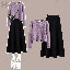 紫色毛衣+黑色半身裙/套裝