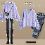 紫色毛衣+牛仔褲/套裝