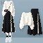 白色毛衣+黑色半身裙/套裝