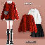 紅色毛衣+襯衫+百褶裙/三件套