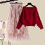 紅色毛衣+粉色半身裙/套裝