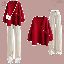 紅色毛衣+米色寬褲/套裝