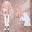 粉色毛衣+白色襯衫/兩件套