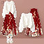 白色毛衣+紅色馬面裙/套裝