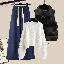 黑色馬甲+白色毛衣+藍色長褲/三件套