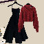 紅色毛衣+黑色洋裝/套裝