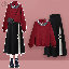 紅色毛衣+黑色半身裙/套裝