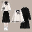 白色毛衣+黑色洋裝/套裝
