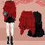 紅色毛衣+黑色內搭T+黑色短裙（無腰帶）/三件套