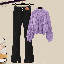 紫色毛衣+黑色牛仔褲/兩件套