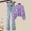 紫色毛衣+藍色牛仔褲/兩件套