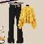 黃色毛衣+黑色牛仔褲/兩件套