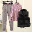 粉色毛衣+黑色馬甲+長褲/三件套