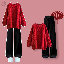 紅色毛衣+黑色闊腿褲/套裝