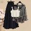 白色吊帶+灰色襯衫+黑色半身裙/套裝