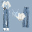 淺藍色/吊帶+白色襯衫+藍色褲子/三件套
