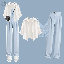 藍色西裝褲+白色防曬襯衫/兩件套
