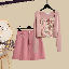 粉色開衫+粉色吊帶+粉色半身裙/三件套