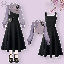 紫色上衣+黑色洋裝/套裝