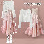 白色開衫+粉色吊帶裙//兩件套