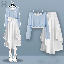 藍色上衣+白色吊帶+白色裙類/三件套