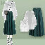 襯衫+背心+綠色半身裙/三件套