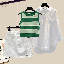白色短裙+白色襯衫+綠色背心/三件套