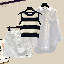 白色短裙+白色襯衫+黑色背心/三件套