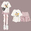白色兔子短袖+粉色百褶裙/套裝