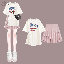 白色字母短袖+粉色百褶裙/套裝
