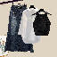黑色背心+白色襯衫+深藍色半身裙/三件套