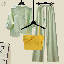 黃色吊帶+綠色襯衫+綠色褲子/三件套