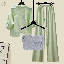 灰色吊帶+綠色襯衫+綠色褲子/三件套