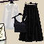白色襯衫+黑色吊帶+黑色半身裙/三件套