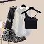 白色襯衫+黑色吊帶+馬面裙/三件套